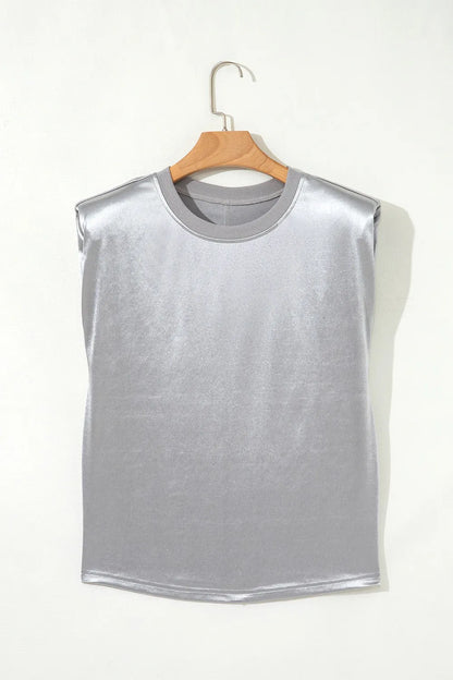 Round Neck Satin Tank Top
