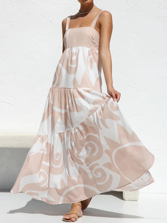 Square Neck Wide Strap Maxi Dress Eggshell