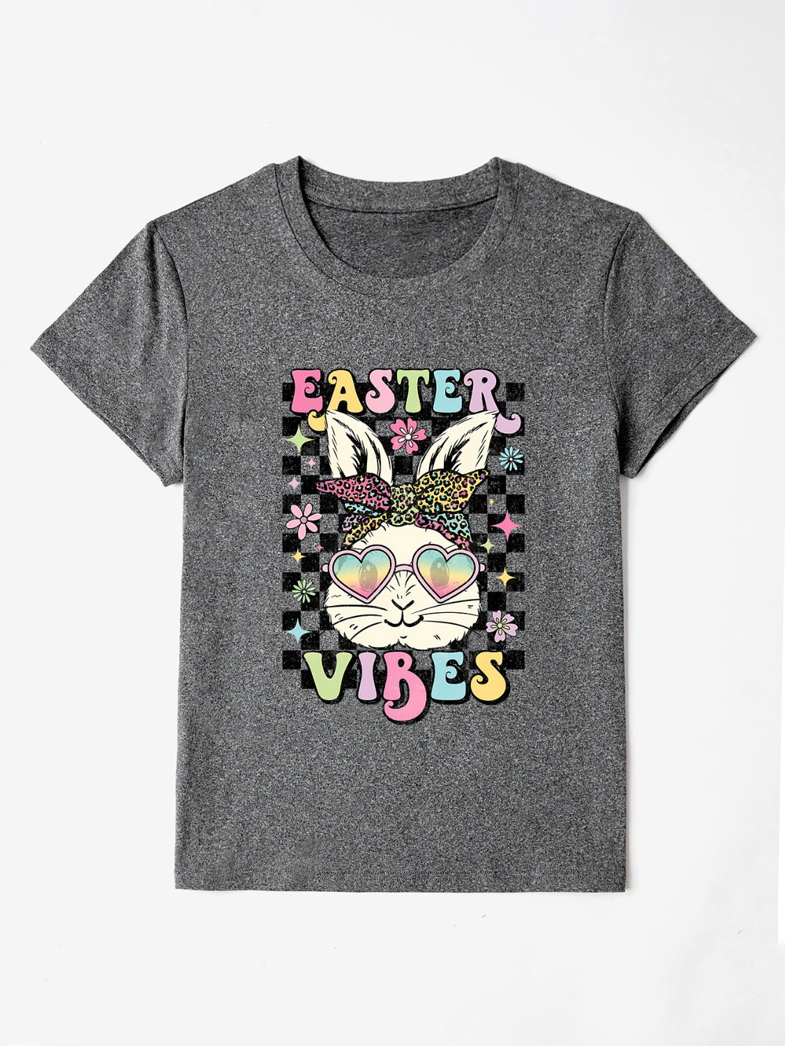 EASTER VIBES Round Neck Short Sleeve T-Shirt Dark Gray
