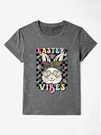EASTER VIBES Round Neck Short Sleeve T-Shirt Dark Gray