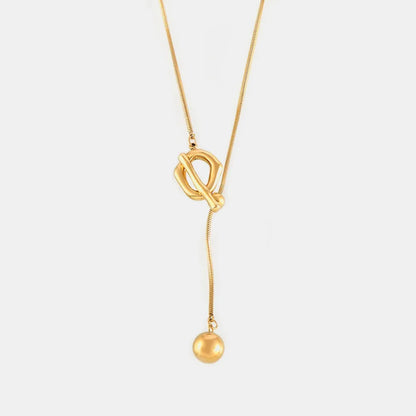 Stainless Steel Bead Necklace Gold One Size