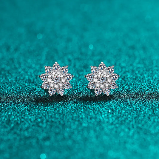 925 Sterling Silver Moissanite Zircon Stud Earrings Silver One Size