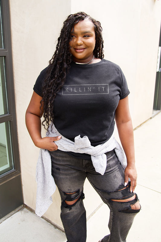 Simply Love Full Size KILLIN'IT Short Sleeve T-Shirt Black