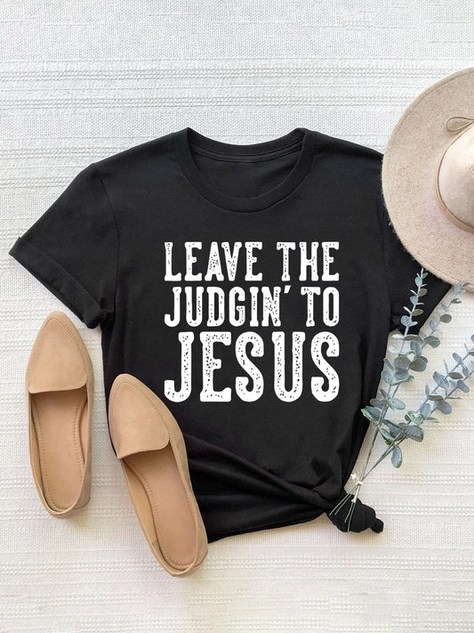 Letter Graphic Round Neck Short Sleeve T-Shirt Black
