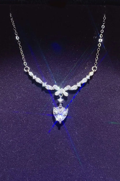 1 Carat 925 Sterling Silver Moissanite Necklace Silver One Size