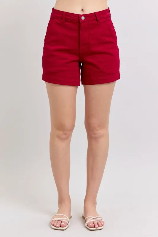 Judy Blue High Waist Tummy Control Garment Dyed Heart Shaped Denim Shorts