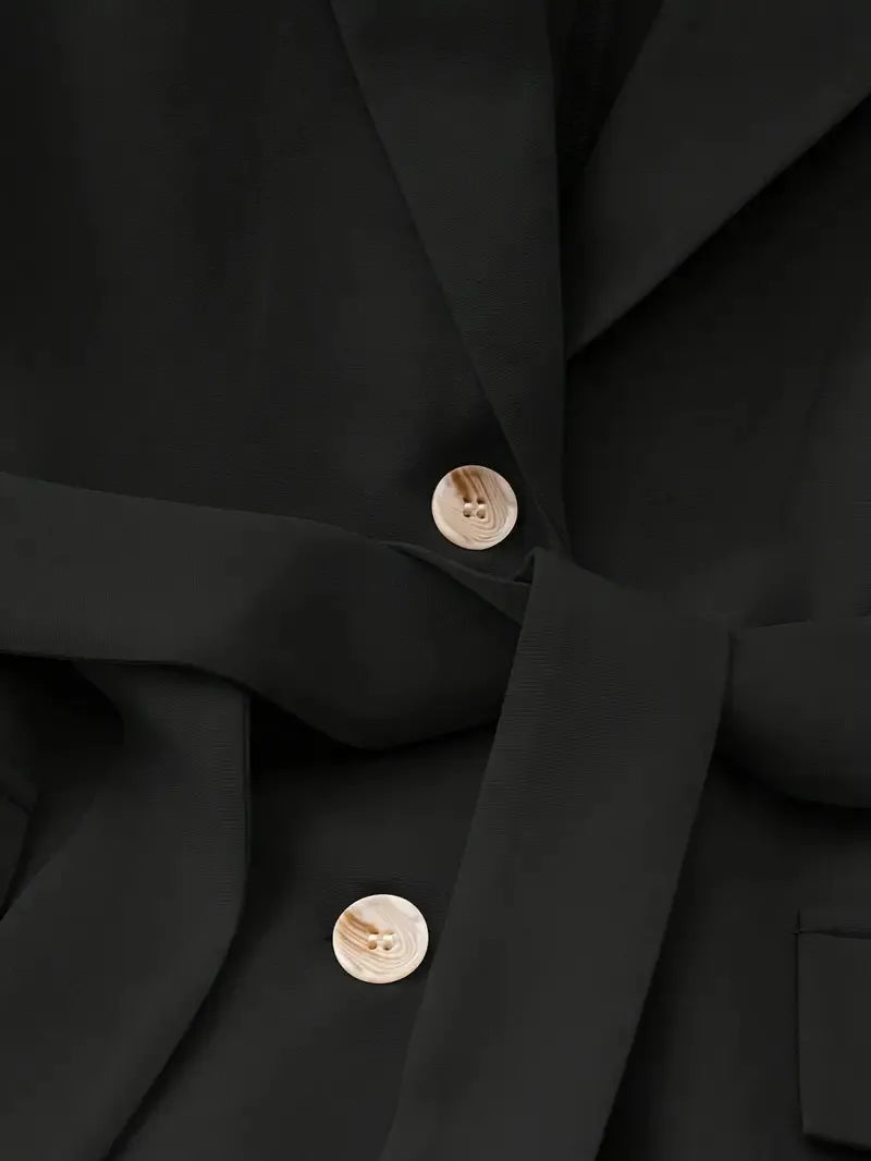 Tie Waist Lapel Collar Sleeveless Blazer