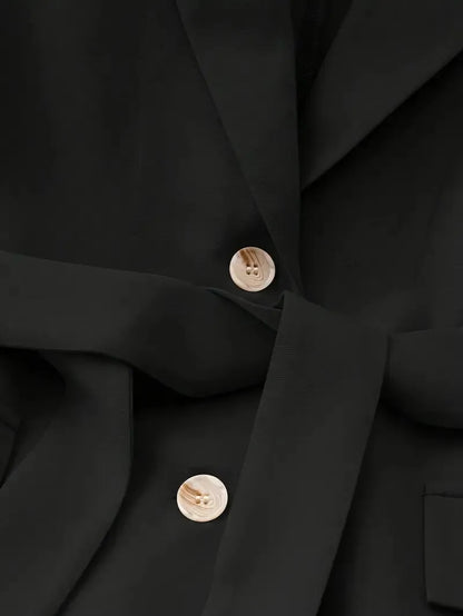 Tie Waist Lapel Collar Sleeveless Blazer