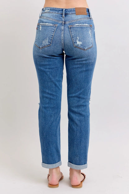 Judy Blue Full Size Mr Vintage Wash Boyfriend Fit W/ Destroy Jeans Plue Size