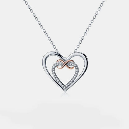 Heart Shape Inlaid Zircon 925 Sterling Silver Necklace Silver One Size