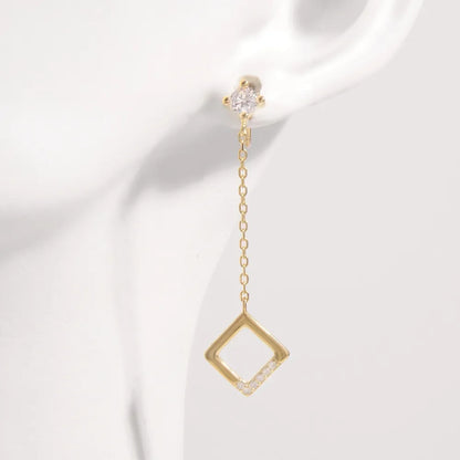 925 Sterling Silver Inlaid Zircon Earrings Gold One Size