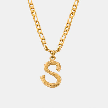 Titanium Steel Letter Pendant Necklace Style S One Size