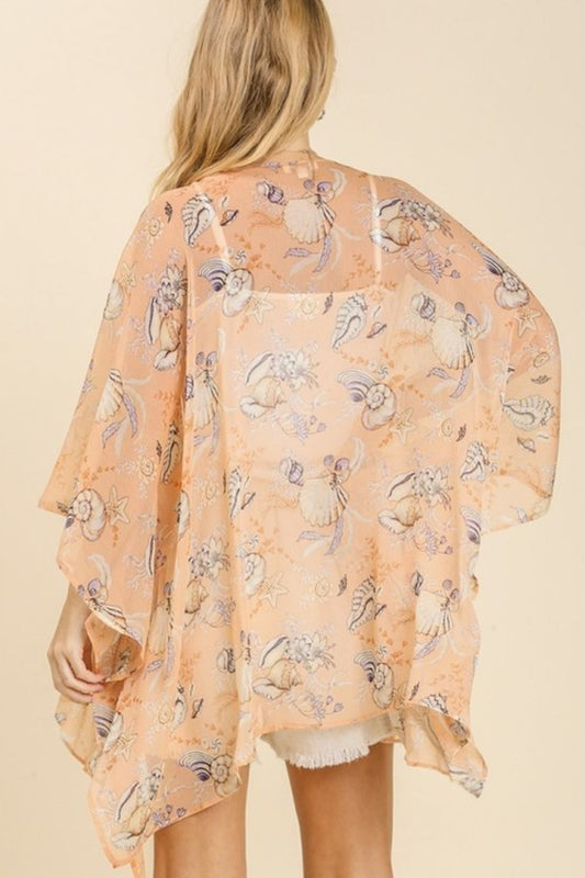 Umgee Full Size Sheer Mixed Print Kimono with Side Slit Plus Size