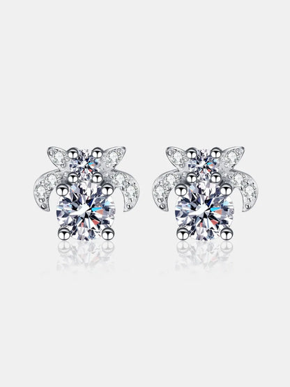 1 Carat Moissanite 925 Sterling Silver Stud Earrings Silver One Size