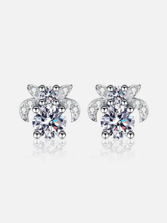 1 Carat Moissanite 925 Sterling Silver Stud Earrings Silver One Size