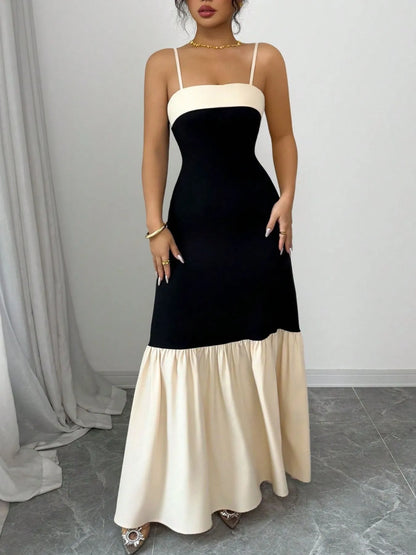 Color Block Maxi Cami Dress Black