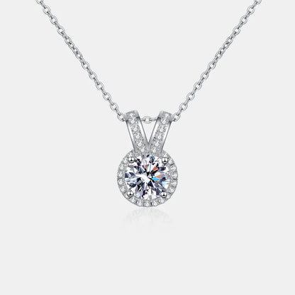 1 Carat Moissanite Rabbit Ears Shape Pendant Necklace Silver One Size
