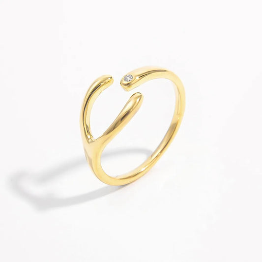 925 Sterling Silver Inlaid Zircon Open Ring Gold