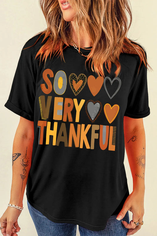 Letter Graphic Round Neck Short Sleeve T-Shirt Black