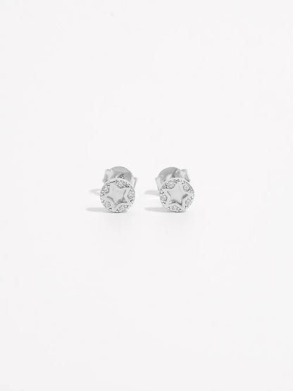 925 Sterling Silver Zircon Star Stud Earrings Silver One Size