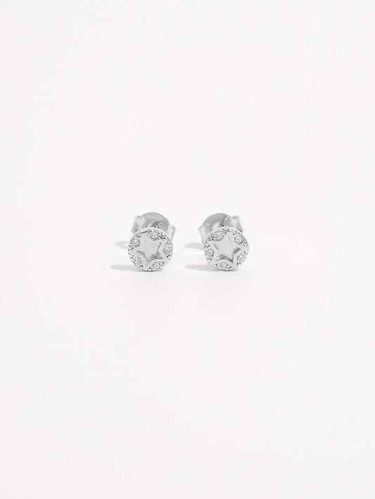 925 Sterling Silver Zircon Star Stud Earrings Silver One Size