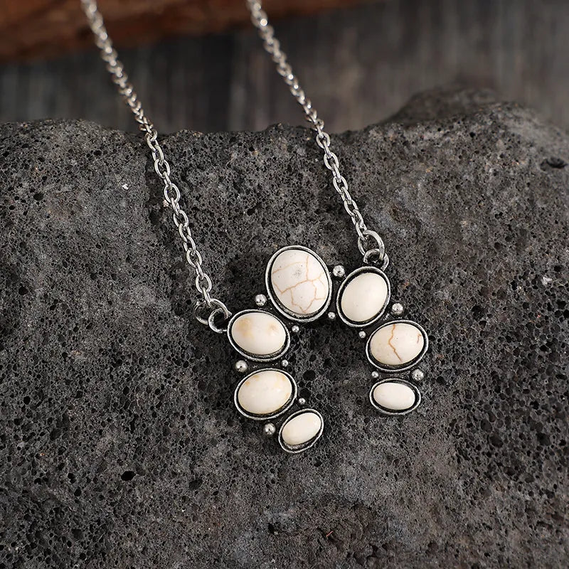 Artificial Turquoise Alloy Pendant Necklace White One Size