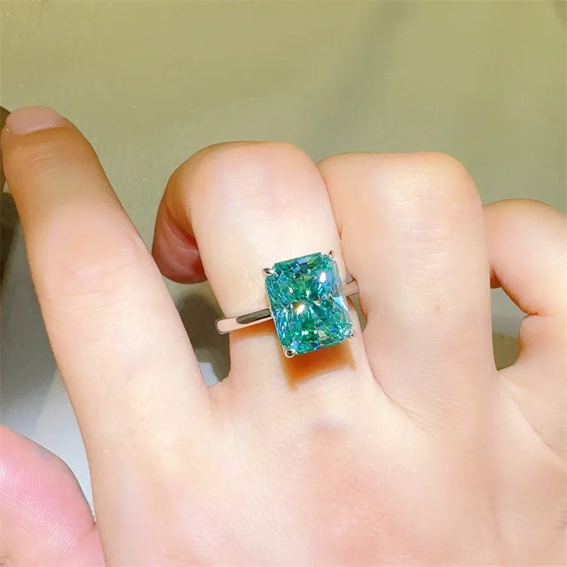 2 Carat 925 Sterling Silver Moissanite Rectangle Shape Ring Silver