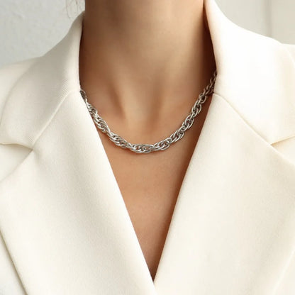 Titanium Steel Chain Necklace Silver One Size