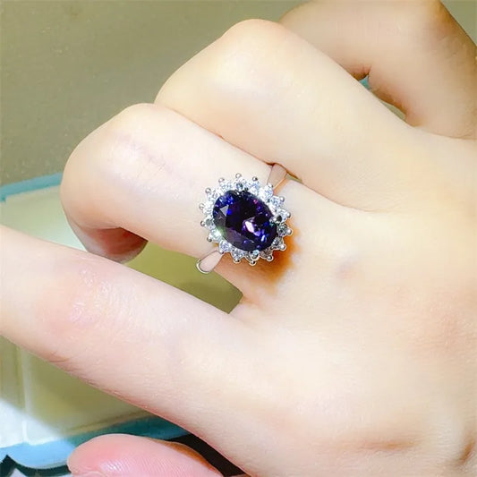2 Carat 925 Sterling Silver Oval Moissanite Ring Silver