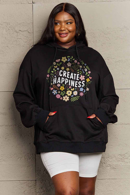 Simply Love Simply Love Full Size CREATE HAPPINESS Graphic Hoodie Black