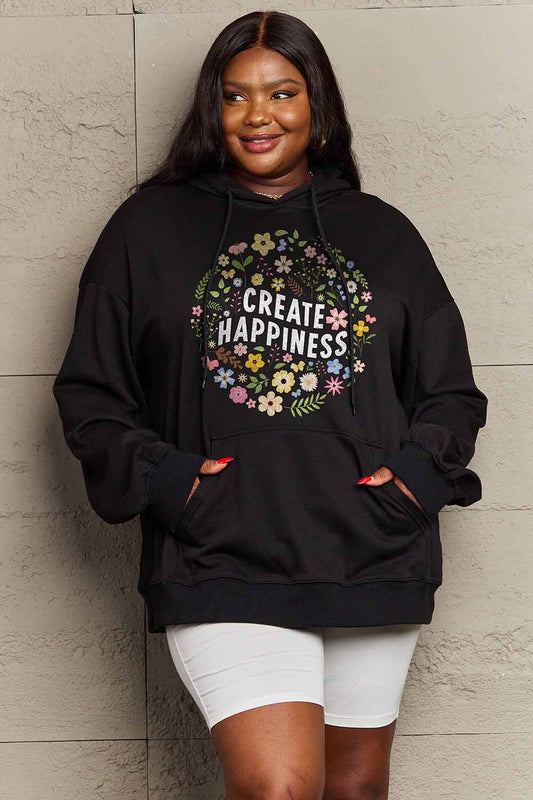 Simply Love Simply Love Full Size CREATE HAPPINESS Graphic Hoodie Black