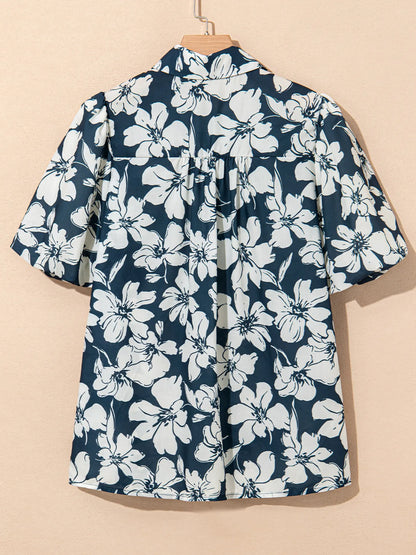Floral Short Puff Sleeve Shirt
