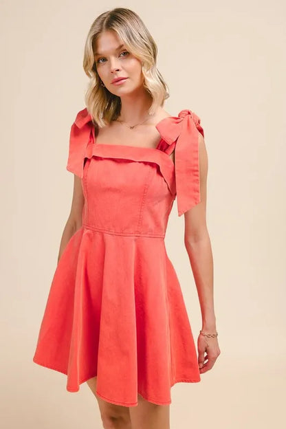 SO ME Fit and Flare Washed Gameday Dress ORANGE