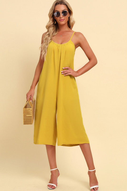 Spaghetti Strap Scoop Neck Jumpsuit Yellow