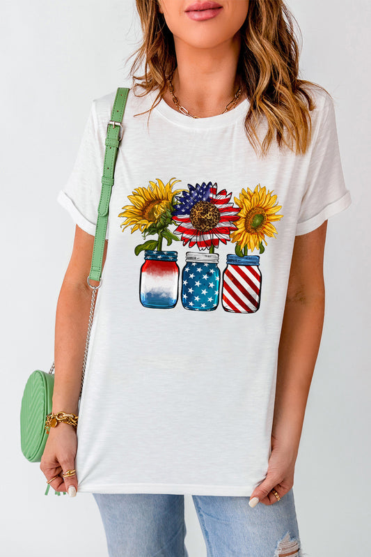 Graphic Round Neck Short Sleeve T-Shirt White