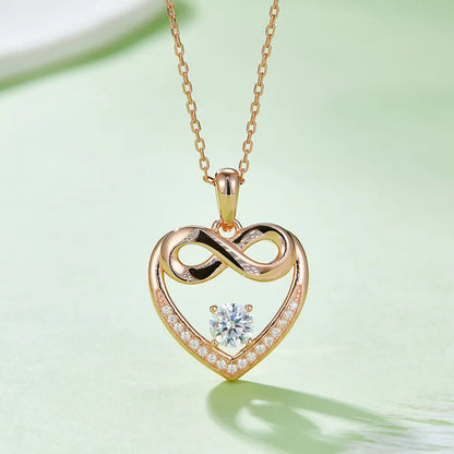 Moissanite 925 Sterling Silver Heart Necklace Rose Gold One Size