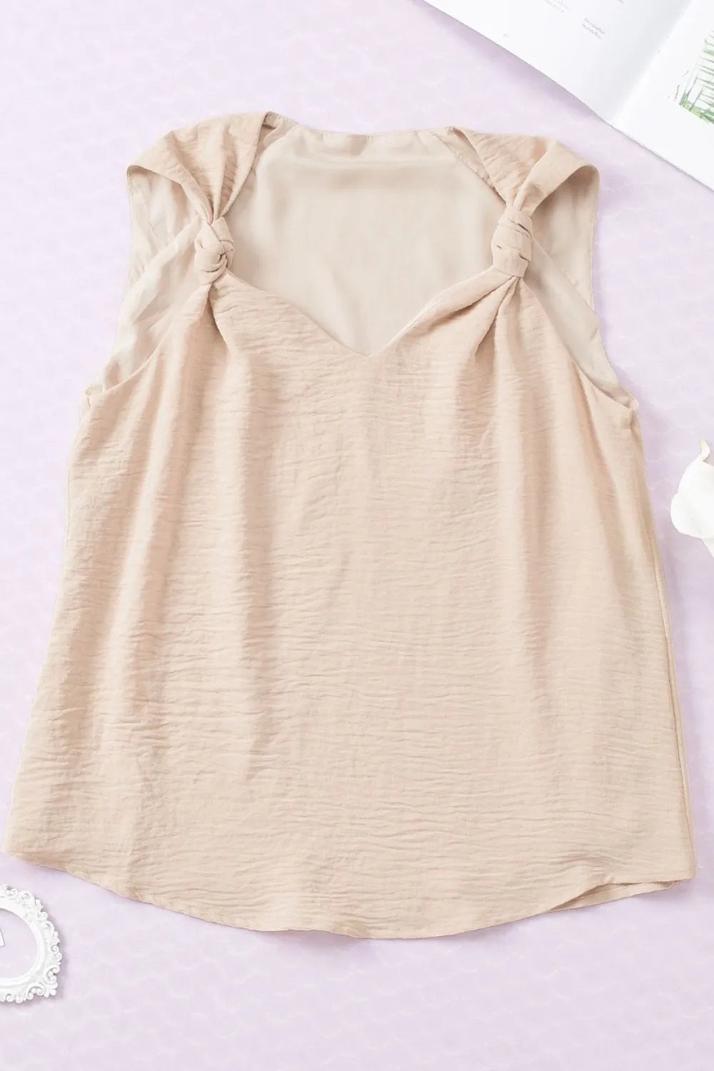 V Neck Knotted Shoulder Vest