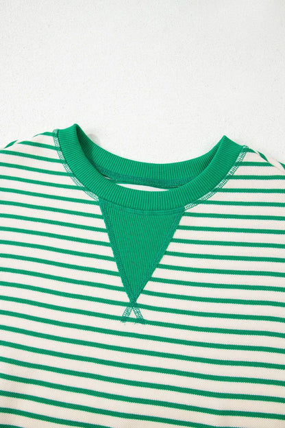 Striped Flounce Sleeve Casual Blouse
