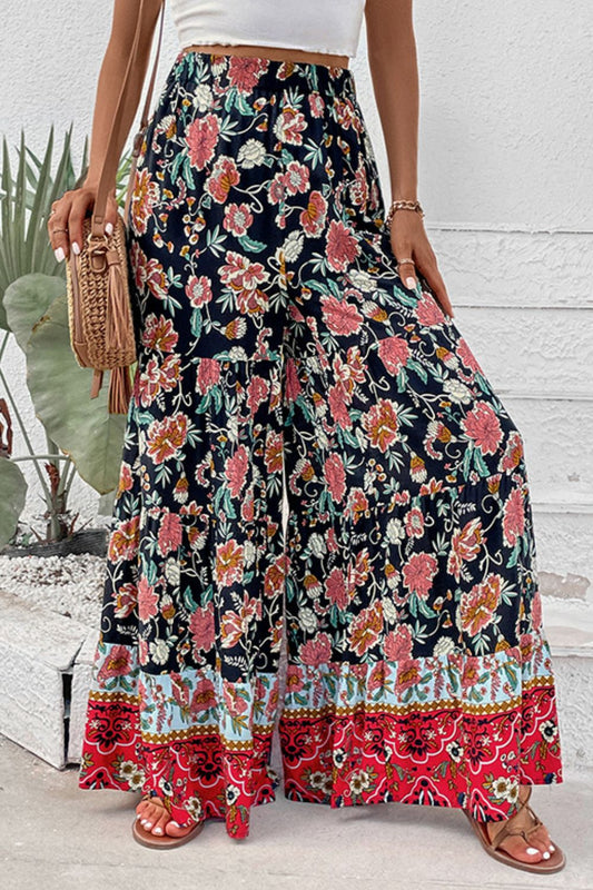 Perfee Floral High Waist Palazzo Pants Floral
