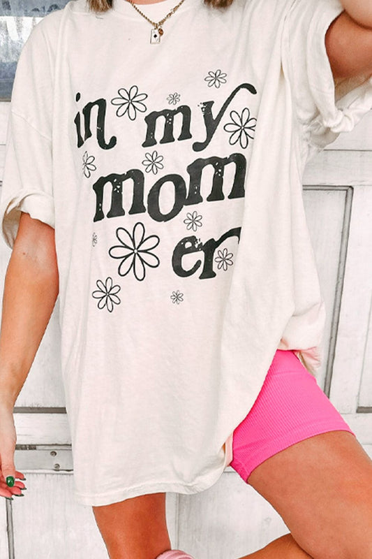 IN MY MOM ERA Round Neck Short Sleeve T-Shirt White