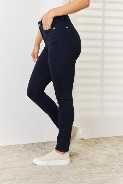 Judy Blue Full Size Garment Dyed Tummy Control Skinny Jeans NAVY