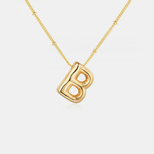 Gold-Plated Bubble Initial Necklace Style B One Size