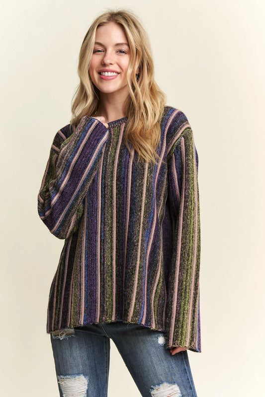 ADORA Vertical Stripe Sweater Top LAVENDER