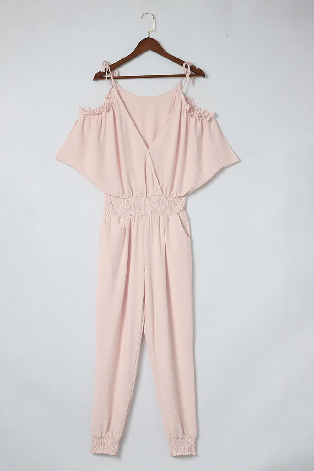 Frill Surplice Cold Shoulder Jumpsuit