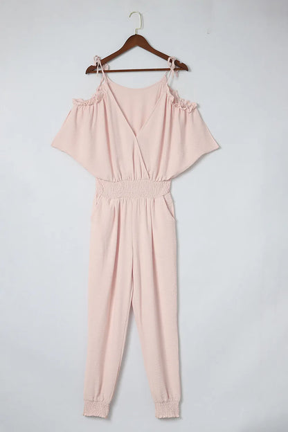 Frill Surplice Cold Shoulder Jumpsuit