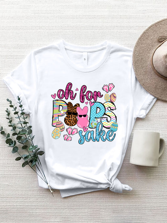 OH FOR PEEPS SAKE Round Neck T-Shirt White