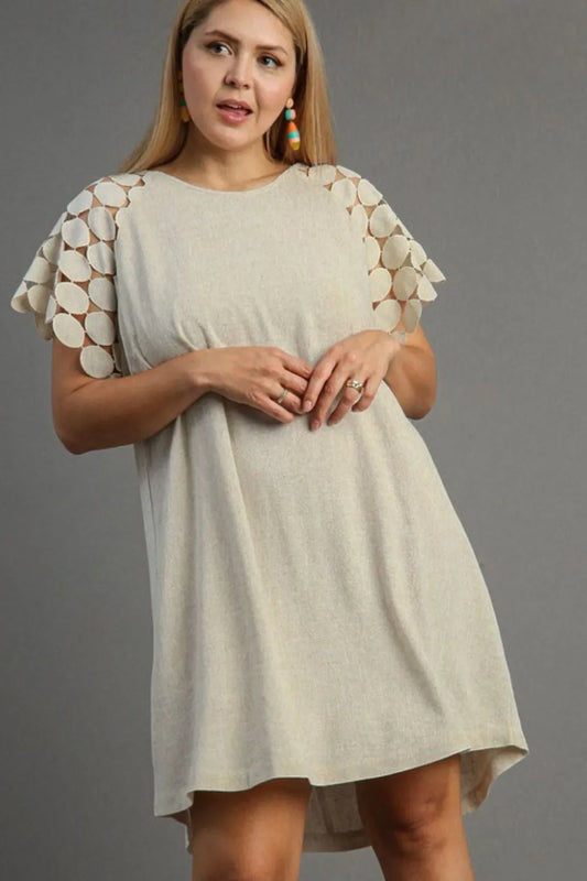 Umgee Full Size Round Neck Mini Dress Plus Size