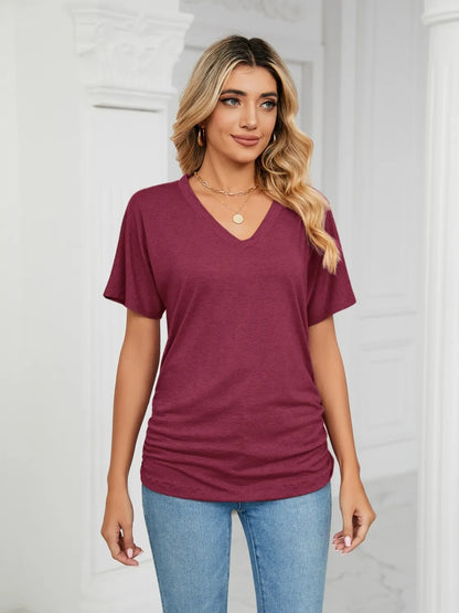 V-Neck Short Sleeve T-Shirt Deep Purple