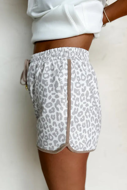 Leopard Print Drawstring Casual Shorts