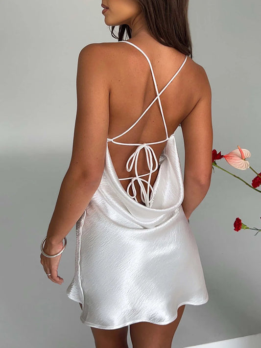 Crisscross Tie Back Mini Cami Dress